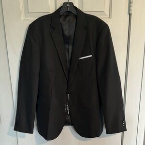 NWT CooFandy Black Blazer with white pocket square size large men’s